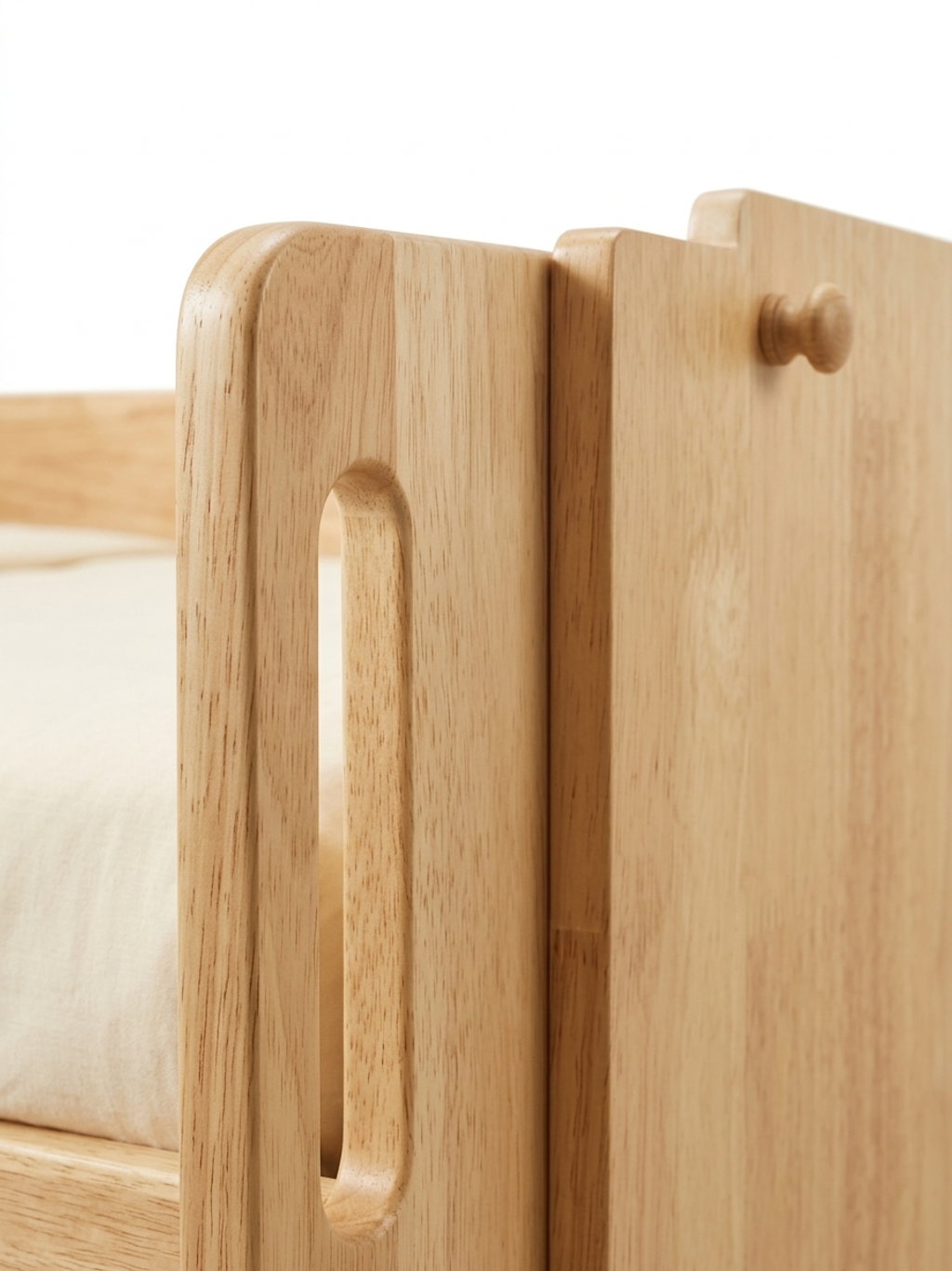 Unicraft & Decor Modular bunk bed in natural solid rubberwood finish - a versatile, handcrafted kids' bed with a warm minimalist look