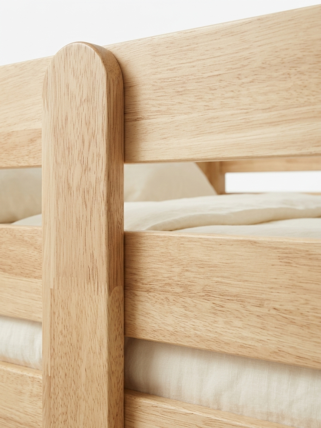 Unicraft & Decor Modular bunk bed in natural solid rubberwood finish - a versatile, handcrafted kids' bed with a warm minimalist look