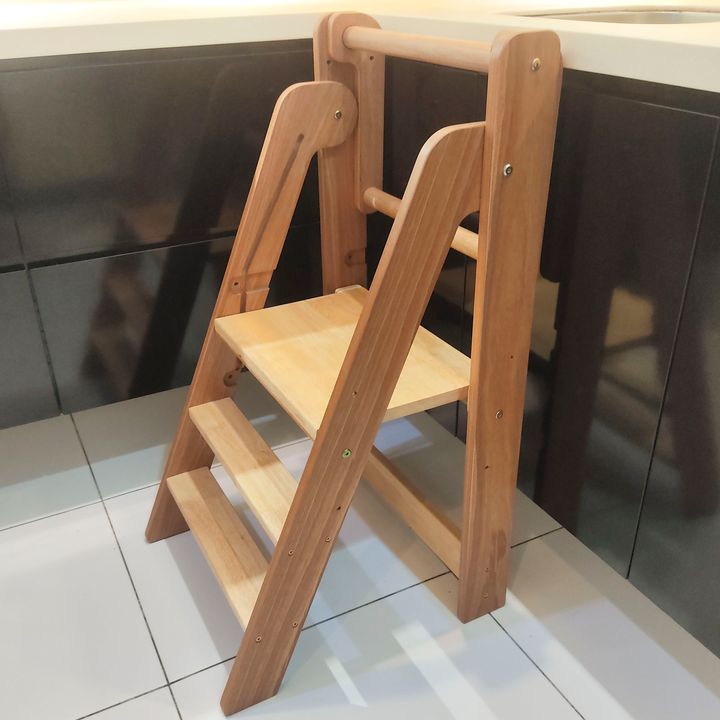 Slim Learning Tower for Toddlers - Foldable Wooden Step Stool
