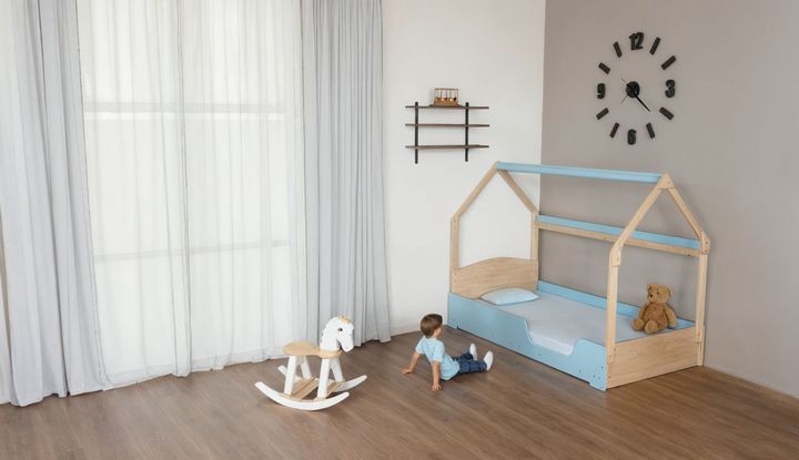 Unicraft & Decor Flippable Bed in pastel tones - child friendly reversible bed with smooth, rounded edges