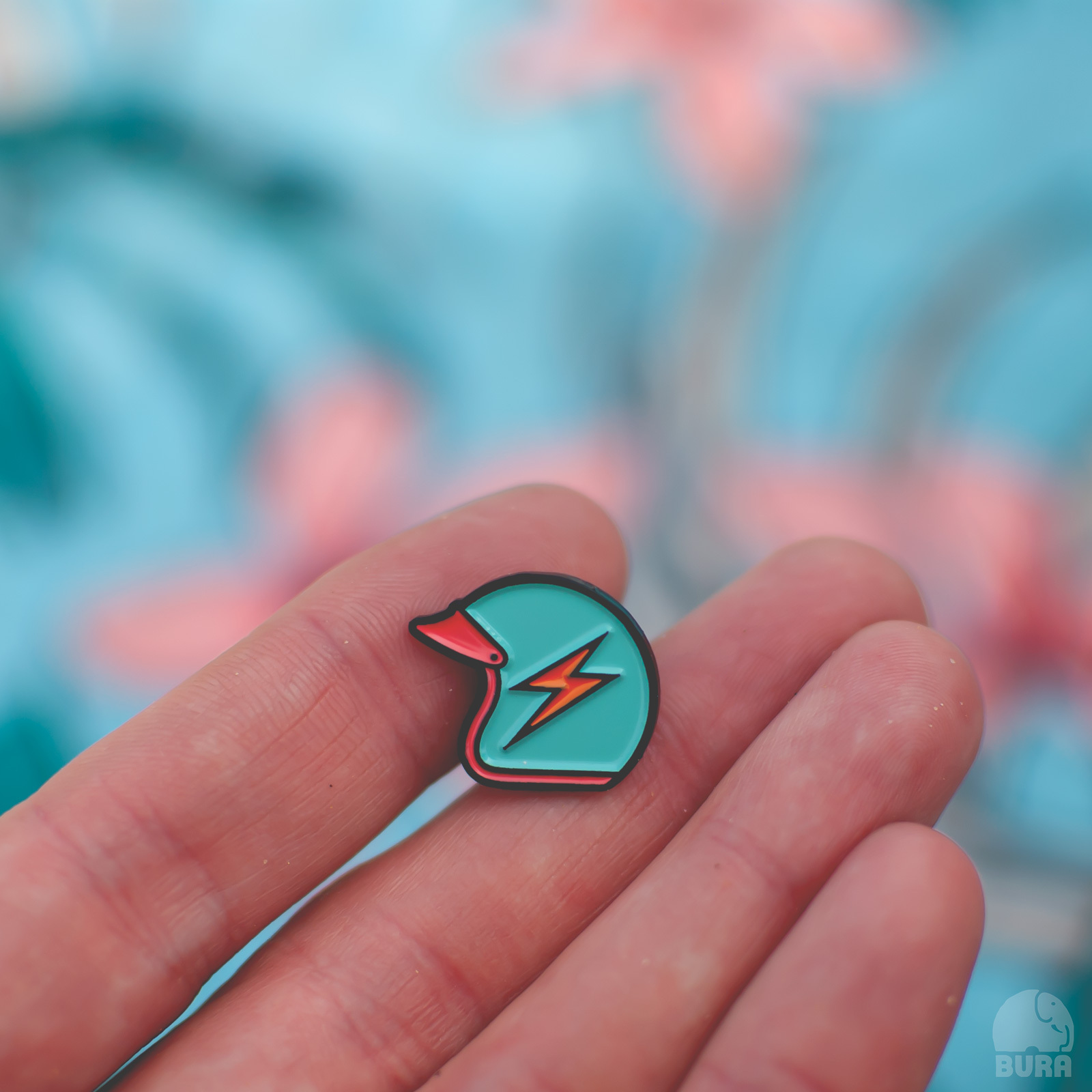 Blue Motorcycle Lightning Helmet Enamel Pin