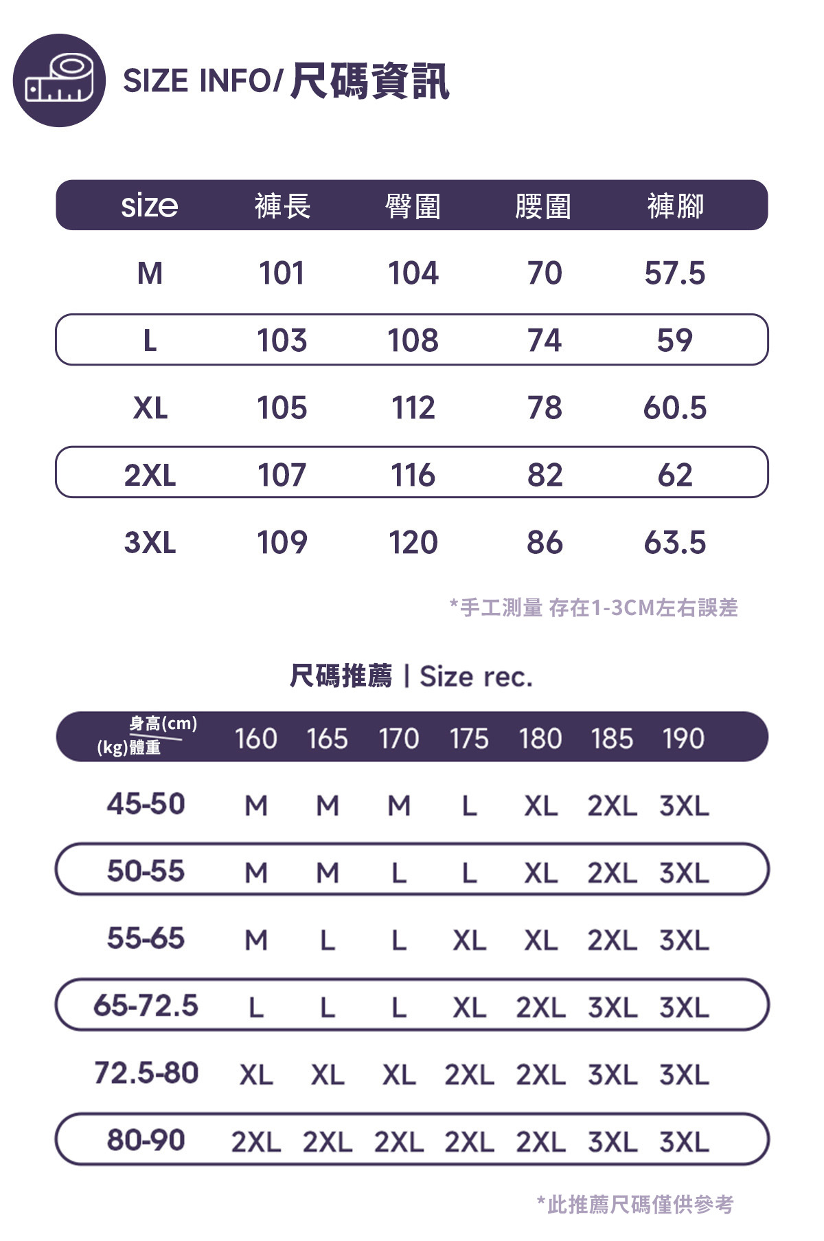 西裝褲尺寸